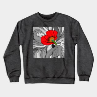 70s Style Red Poppy Flower Digital Abstract (MD23Mrl019b) Crewneck Sweatshirt